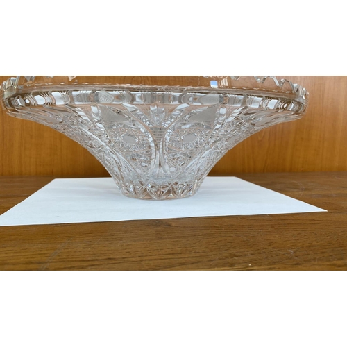 323 - Large Czech Leaded Crystal Pedestal Fruit Bowl (A/F - As in Picture - 31cm Diameter)