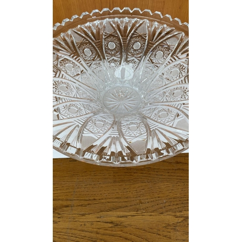 323 - Large Czech Leaded Crystal Pedestal Fruit Bowl (A/F - As in Picture - 31cm Diameter)