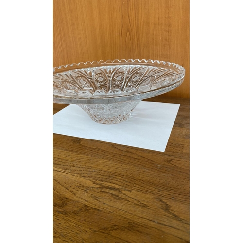 323 - Large Czech Leaded Crystal Pedestal Fruit Bowl (A/F - As in Picture - 31cm Diameter)