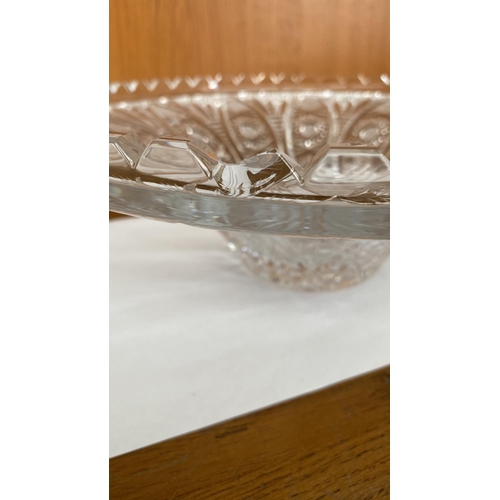 323 - Large Czech Leaded Crystal Pedestal Fruit Bowl (A/F - As in Picture - 31cm Diameter)