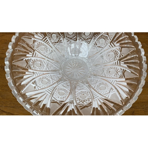 323 - Large Czech Leaded Crystal Pedestal Fruit Bowl (A/F - As in Picture - 31cm Diameter)