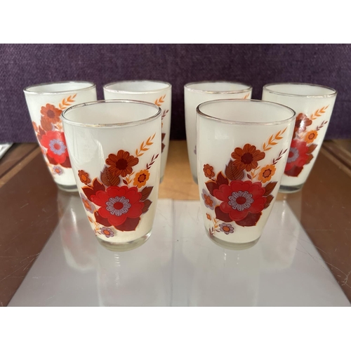 612 - Set of 6 Vintage Decorative Hand Painted Floral Glasses