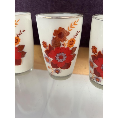 612 - Set of 6 Vintage Decorative Hand Painted Floral Glasses