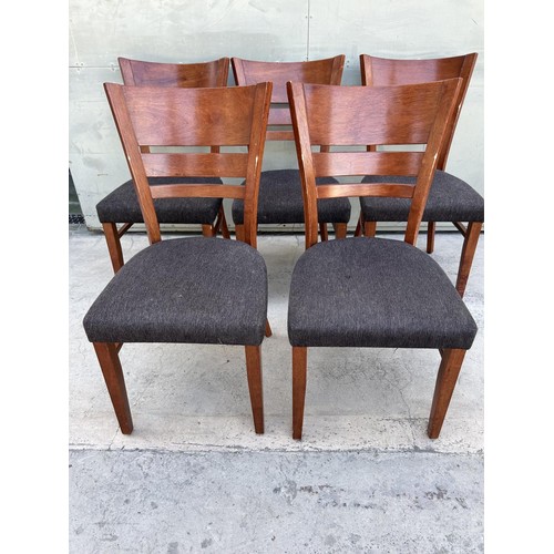 195 - Set of 5 Wooden Upholstered Dining Chairs (Slightly Worn) - Code AM6742K, AM6743B, AM6742R, AM6742S,... 