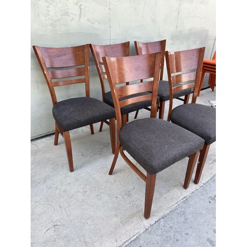 195 - Set of 5 Wooden Upholstered Dining Chairs (Slightly Worn) - Code AM6742K, AM6743B, AM6742R, AM6742S,... 