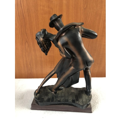 620 - Vintage Dancing Couple Synthetic Material Art Figurine (29cm H.)