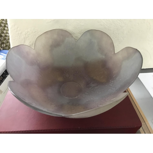 621 - Large Frosted Art Glass Salad Bowl (39cm Diameter, 17cm H.)