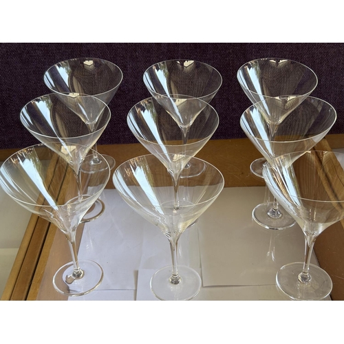 371 - Set of 9 Modern Crystal Martini Glasses