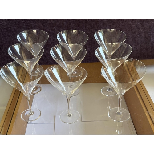 371 - Set of 9 Modern Crystal Martini Glasses