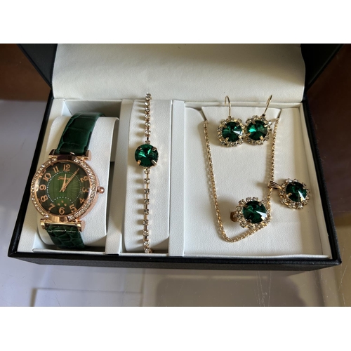 377 - Jewelry Gift Set Comprising Watch, Necklace, Bracelet, Ring and Earrings