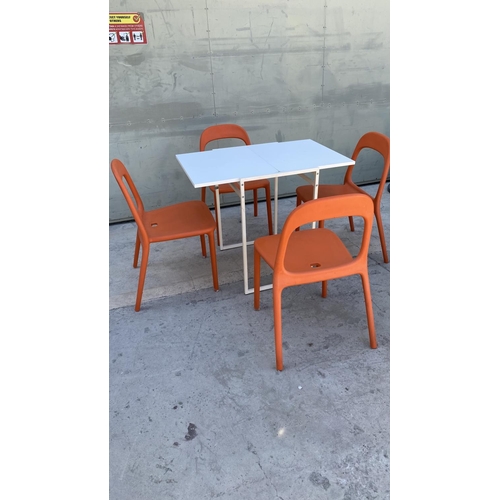 63 - x4 Orange 'Ikea' Urban Washable and Very Sturdy Stackable Chairs Together with 'Ikea Muddus' Drop Le... 