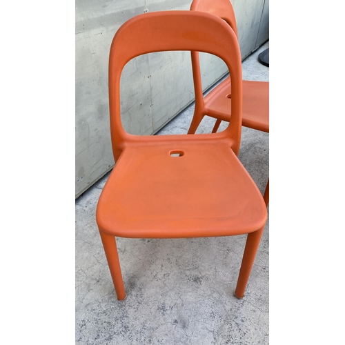 63 - x4 Orange 'Ikea' Urban Washable and Very Sturdy Stackable Chairs Together with 'Ikea Muddus' Drop Le... 