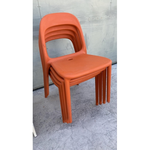 63 - x4 Orange 'Ikea' Urban Washable and Very Sturdy Stackable Chairs Together with 'Ikea Muddus' Drop Le... 