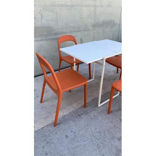 63 - x4 Orange 'Ikea' Urban Washable and Very Sturdy Stackable Chairs Together with 'Ikea Muddus' Drop Le... 