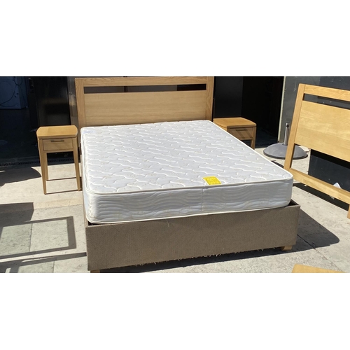 85 - American Ottoman Double Bed with Storage Underneath and Restonic Hazelwood Supreme Mattress and x2 N... 