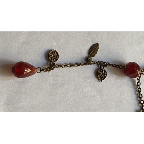 162 - Antique 1920's Brand Red Pendant Necklace