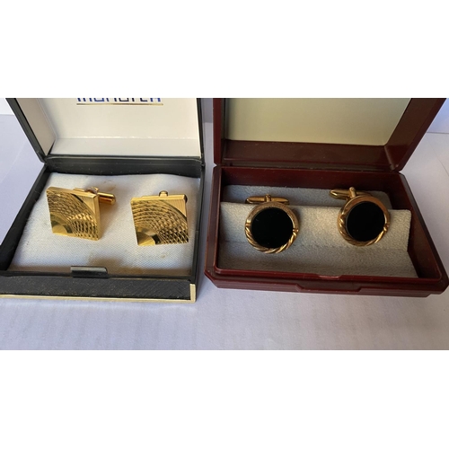 163 - x2 Pairs of Vintage USSR Monarch and Black Onyx Cufflinks