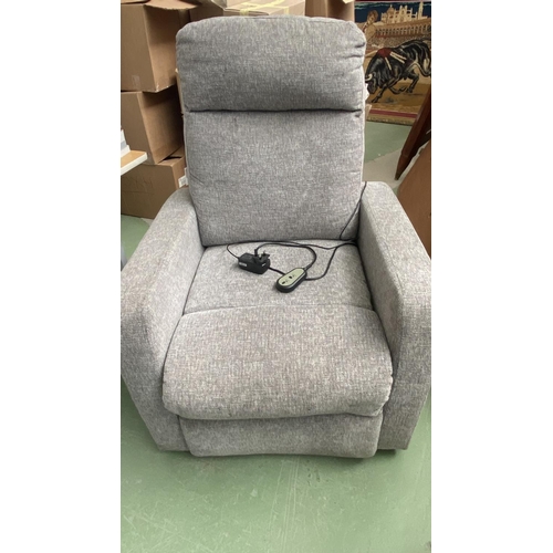 130 - Electric Reclining Grey Fabric Armchair (A/F - x2 Tiny Holes at Side of Seat as Picture)