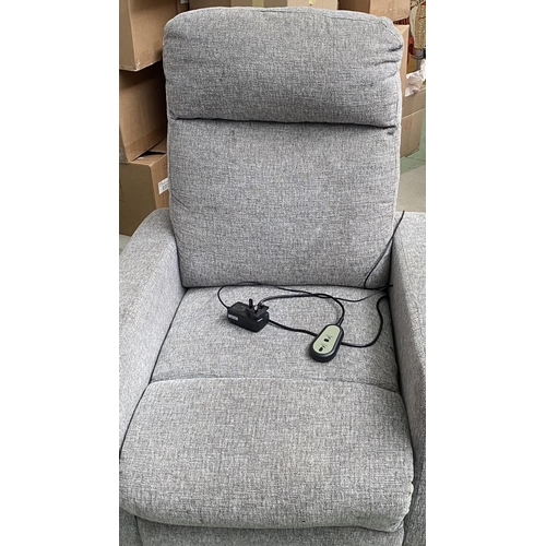 130 - Electric Reclining Grey Fabric Armchair (A/F - x2 Tiny Holes at Side of Seat as Picture)