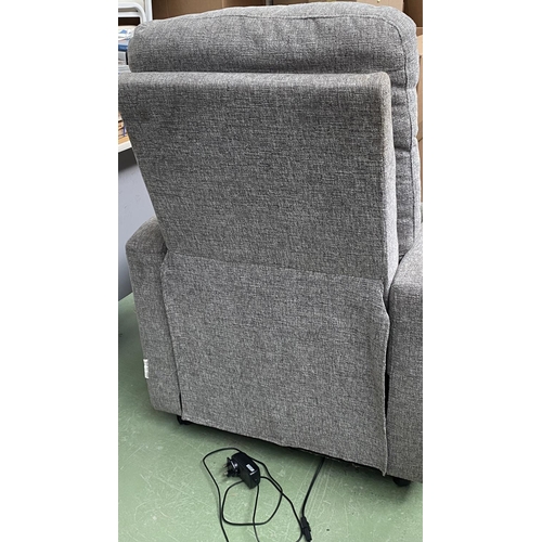 130 - Electric Reclining Grey Fabric Armchair (A/F - x2 Tiny Holes at Side of Seat as Picture)