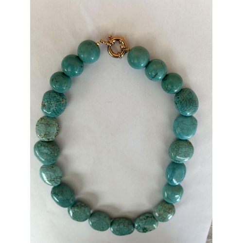 167 - Turquoise Semi Precious Stone Chunky Necklace