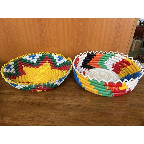 186 - x2 Vintage Cyprus Woven Bread Baskets