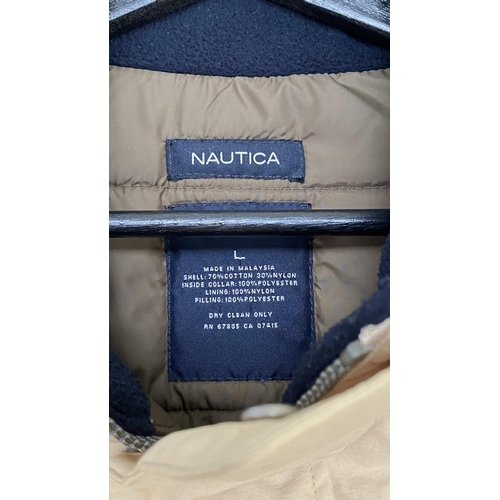 321 - Nautica Men's Beige Jacket with Detachable Hoodie Size L - Taken Back on 12/10/2024