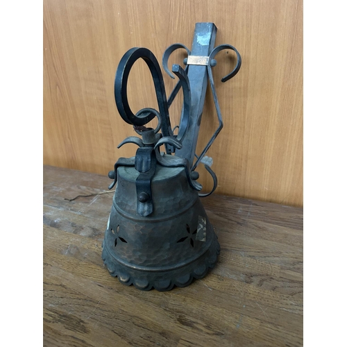 551 - Vintage Wall Mounted Metal & Copper Lamp (A/F)