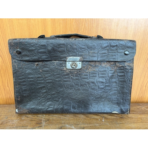 576 - Antique Leather Folder Document Bag