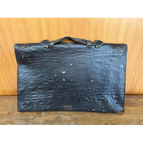 576 - Antique Leather Folder Document Bag