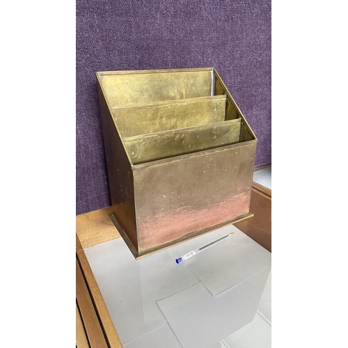 72 - Vintage Brass Desk Organizer/Letter Holder (28 W. x 30cm H.)