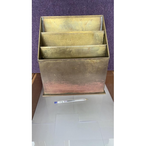 72 - Vintage Brass Desk Organizer/Letter Holder (28 W. x 30cm H.)