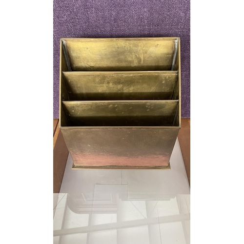 72 - Vintage Brass Desk Organizer/Letter Holder (28 W. x 30cm H.)