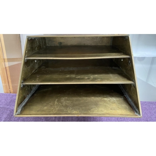 72 - Vintage Brass Desk Organizer/Letter Holder (28 W. x 30cm H.)