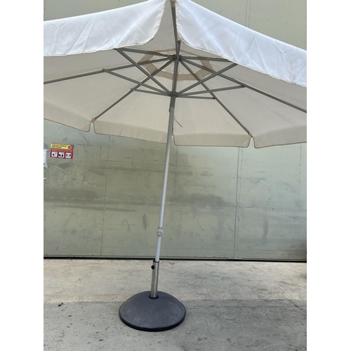 1 - Large Folding Garden Aluminium Push Up Umbrella with Concrete Base - Code AM7061V, AM7062A