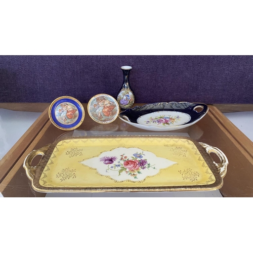 44 - Assorted Porcelain Items Incl. Bavaria Alba Cake Dish, Small Decorative Limoges Plates and Other