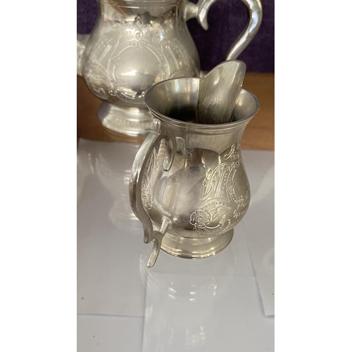 45 - Beautiful Heavy Silver Plated Floral Engraved 4-Piece Coffee/Tea Set