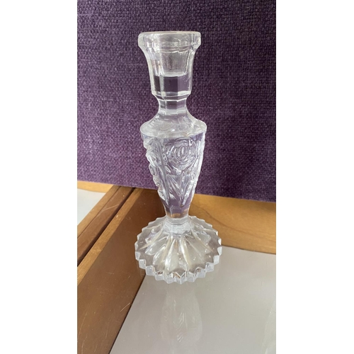 49 - Bohemian Crystal Vase, Candle Stick and Footed Bowl