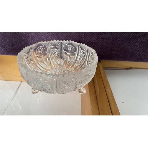 49 - Bohemian Crystal Vase, Candle Stick and Footed Bowl