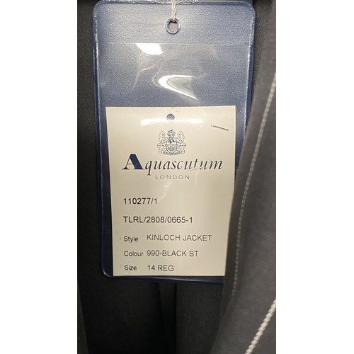 92 - Aquascutum London Kinloch Jacket and Delilah Trousers Black Suit Size 14 (Unused)