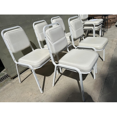 111 - x5 Mid-Century Leather and Metal Banquet/Guest Stacking Chairs