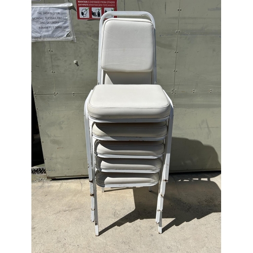 111 - x5 Mid-Century Leather and Metal Banquet/Guest Stacking Chairs