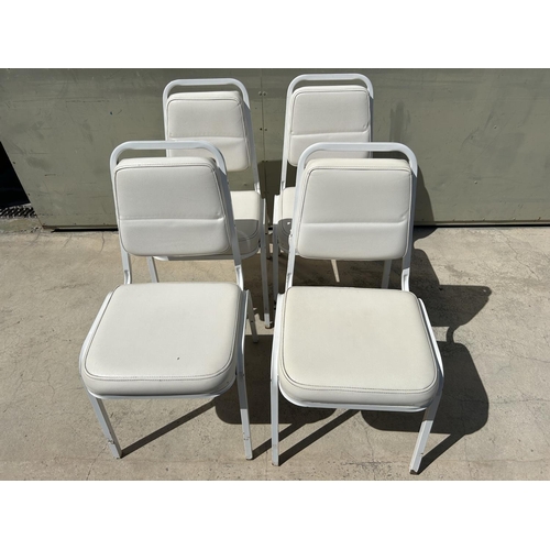 112 - x4 Mid-Century Leather and Metal Banquet/Guest Stacking Chairs