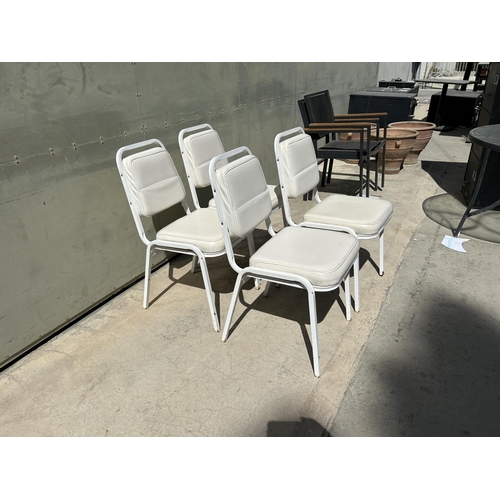 112 - x4 Mid-Century Leather and Metal Banquet/Guest Stacking Chairs