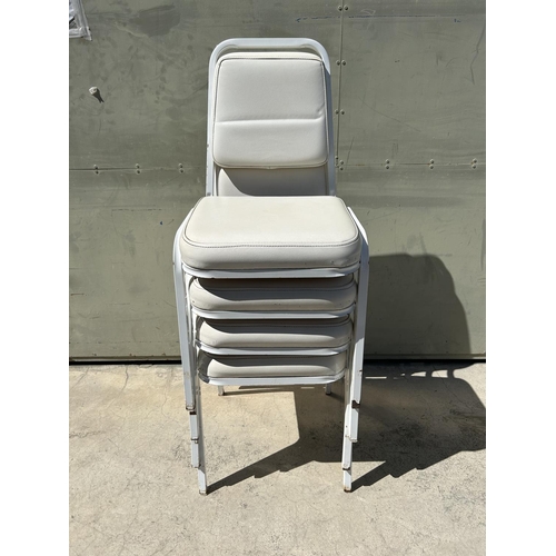 112 - x4 Mid-Century Leather and Metal Banquet/Guest Stacking Chairs