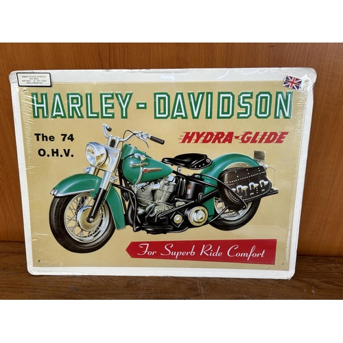 205 - Big Tin Sign Harley Davidson Hydra-Glide Made in Great Britain in UK (46 x 34cm)