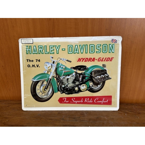 205 - Big Tin Sign Harley Davidson Hydra-Glide Made in Great Britain in UK (46 x 34cm)