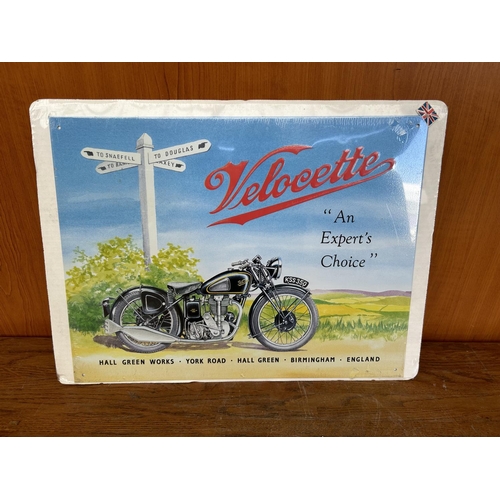 206 - Big Tin Sign Velocette Made in Great Britain in UK (46 x 34cm)