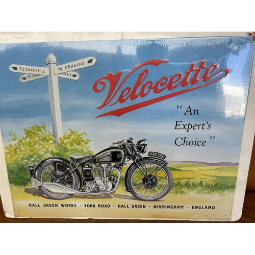 206 - Big Tin Sign Velocette Made in Great Britain in UK (46 x 34cm)