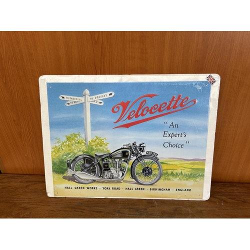 206 - Big Tin Sign Velocette Made in Great Britain in UK (46 x 34cm)